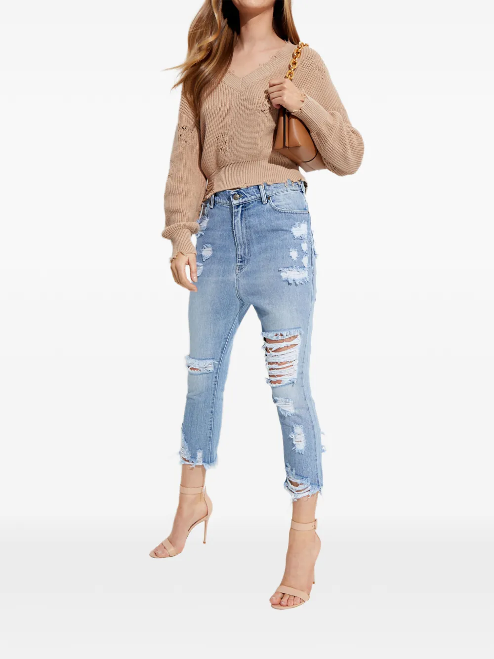 SEROYA distressed frayed trousers - Blauw