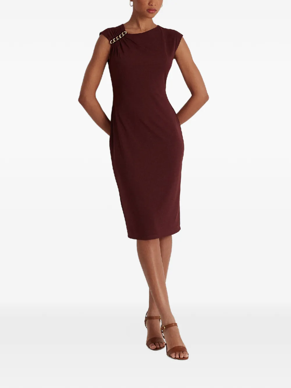 Lauren Ralph Lauren ruched chain dress - Bruin