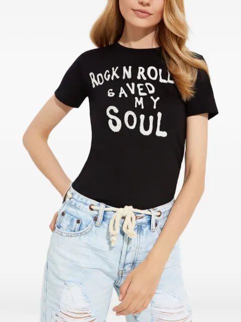 One Teaspoon fitted printed cotton T-shirt