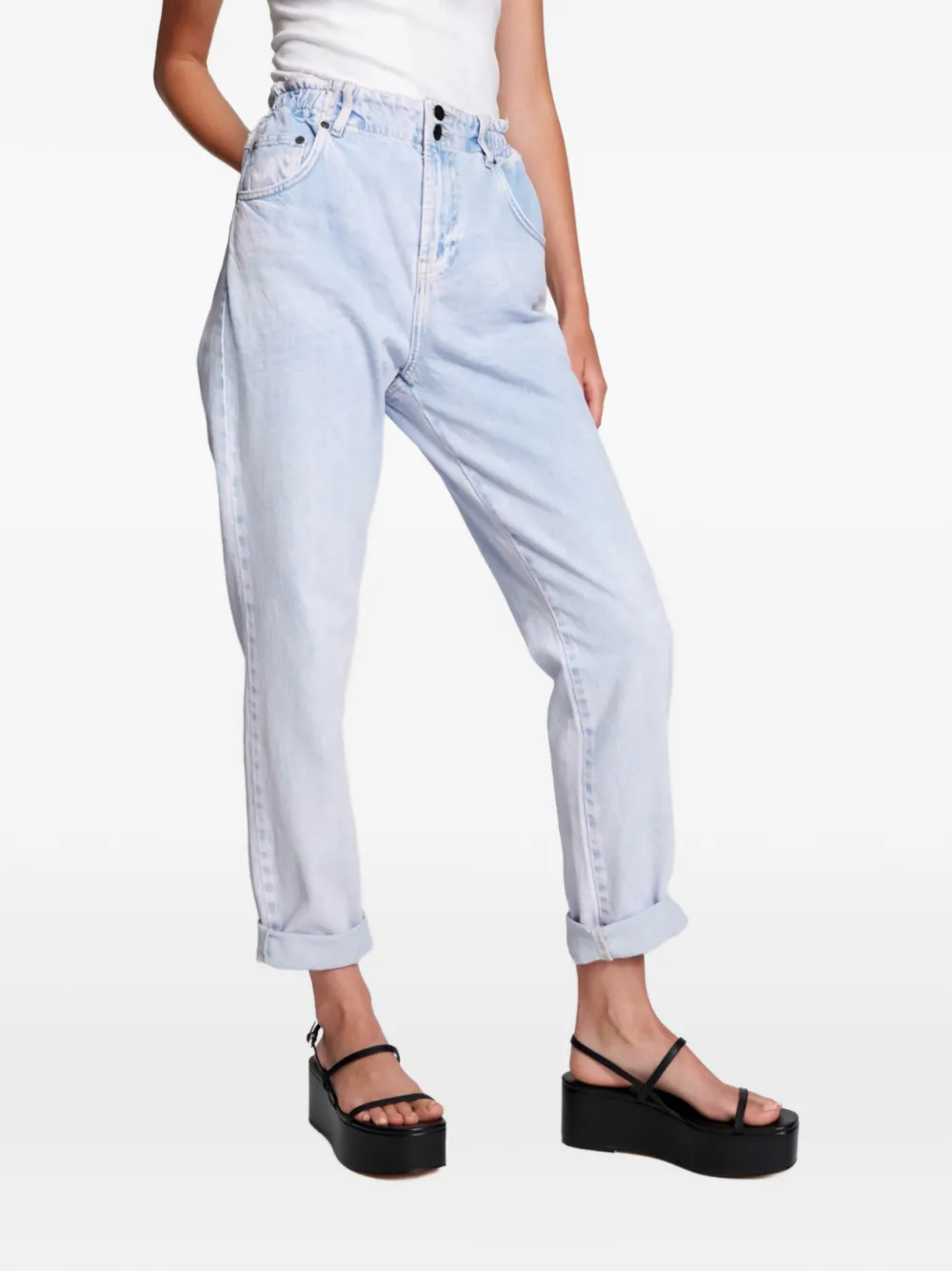 One Teaspoon Straight jeans met elastische afwerking Blauw