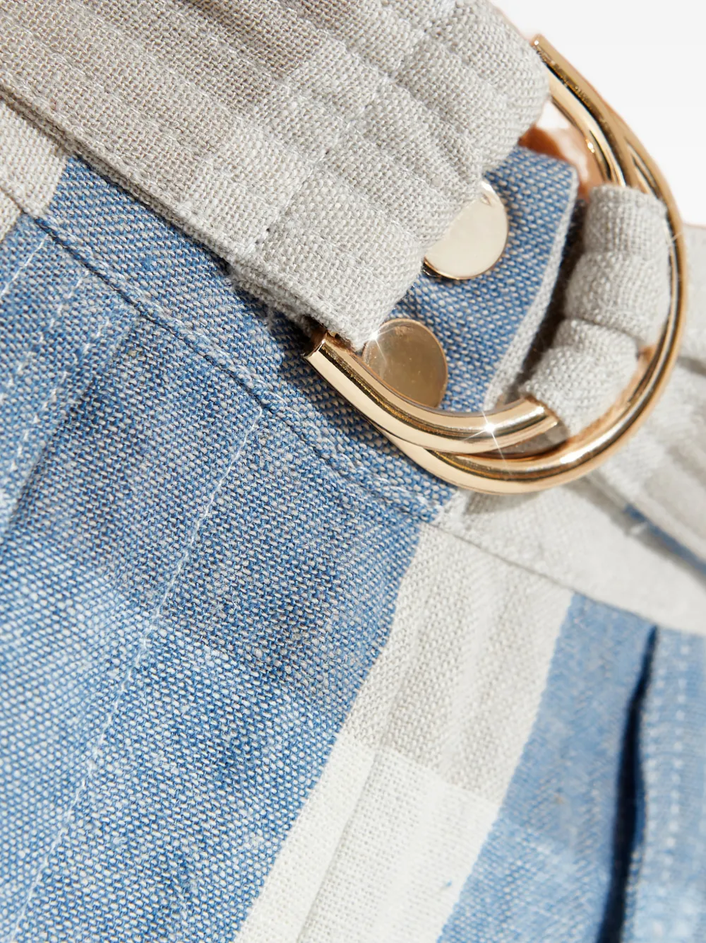  Ixiah Union Chequered Belted Shorts - Blue 