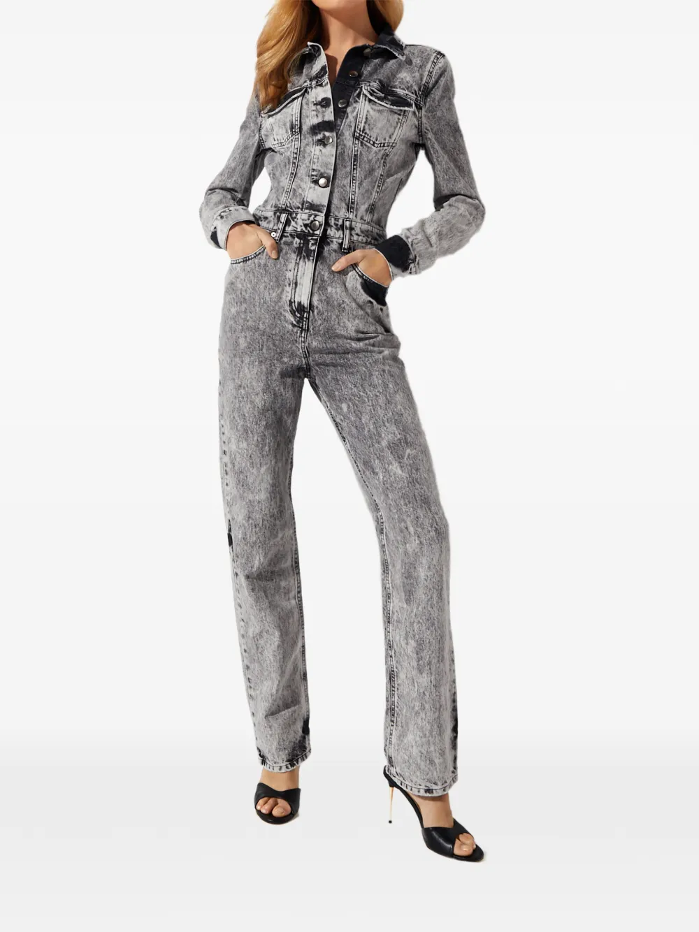 Retrofête Cora buttoned faded jumpsuit - Grigio