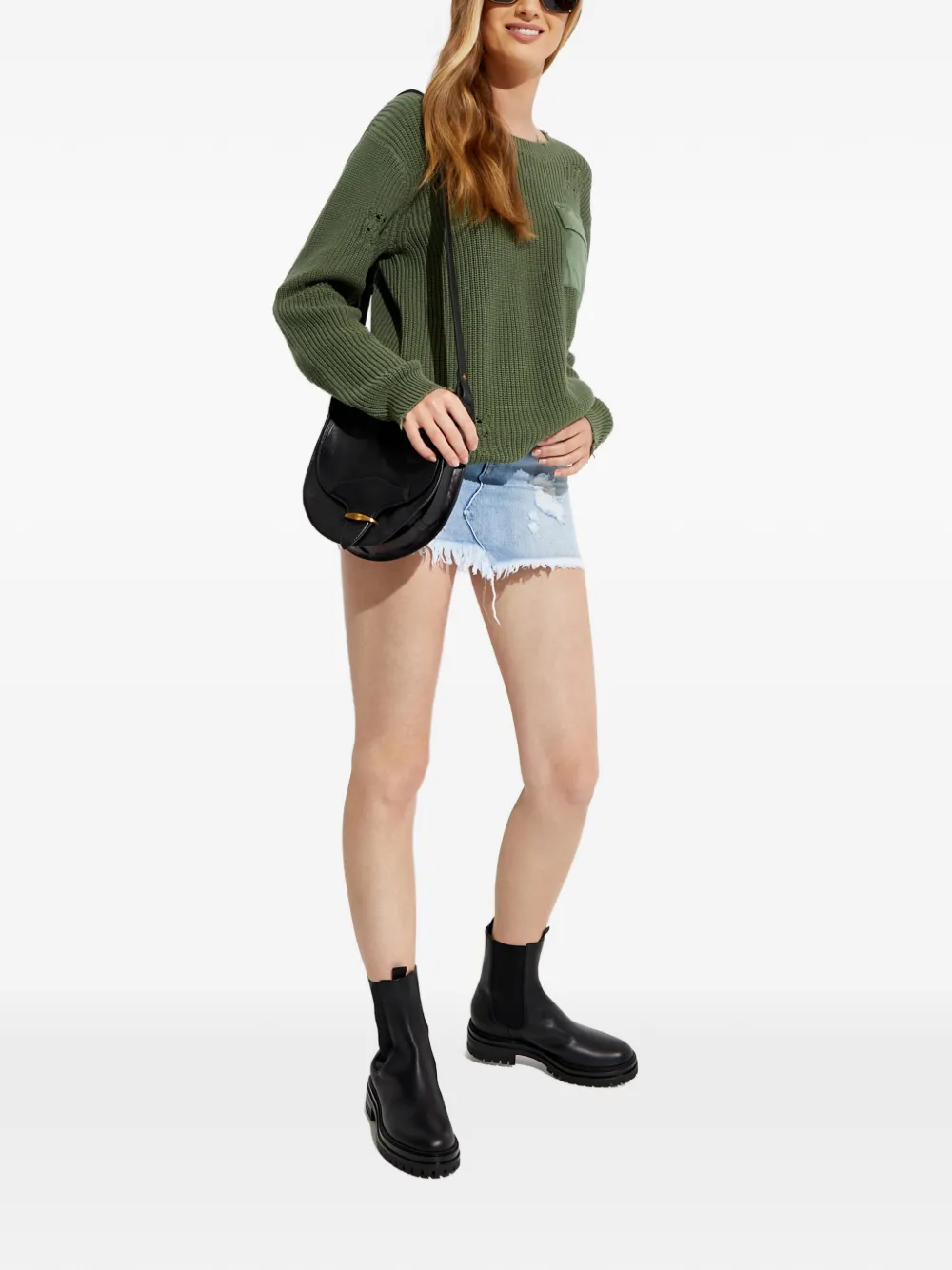 SEROYA distressed frayed mini skirt - Blauw