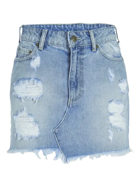 SEROYA distressed frayed mini skirt