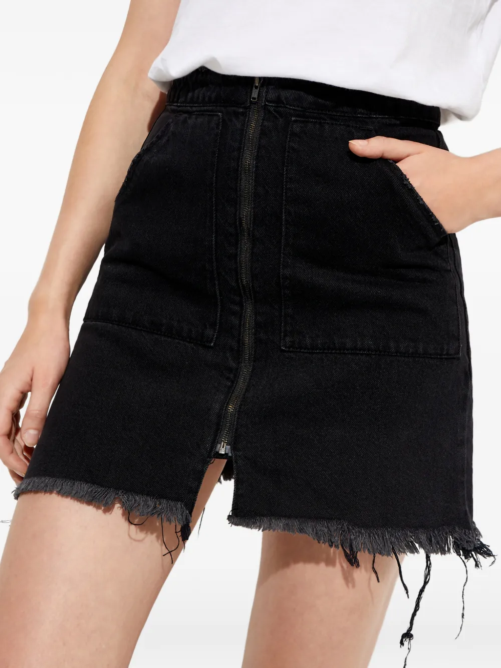 One Teaspoon Mini-rok met rits en franje Zwart