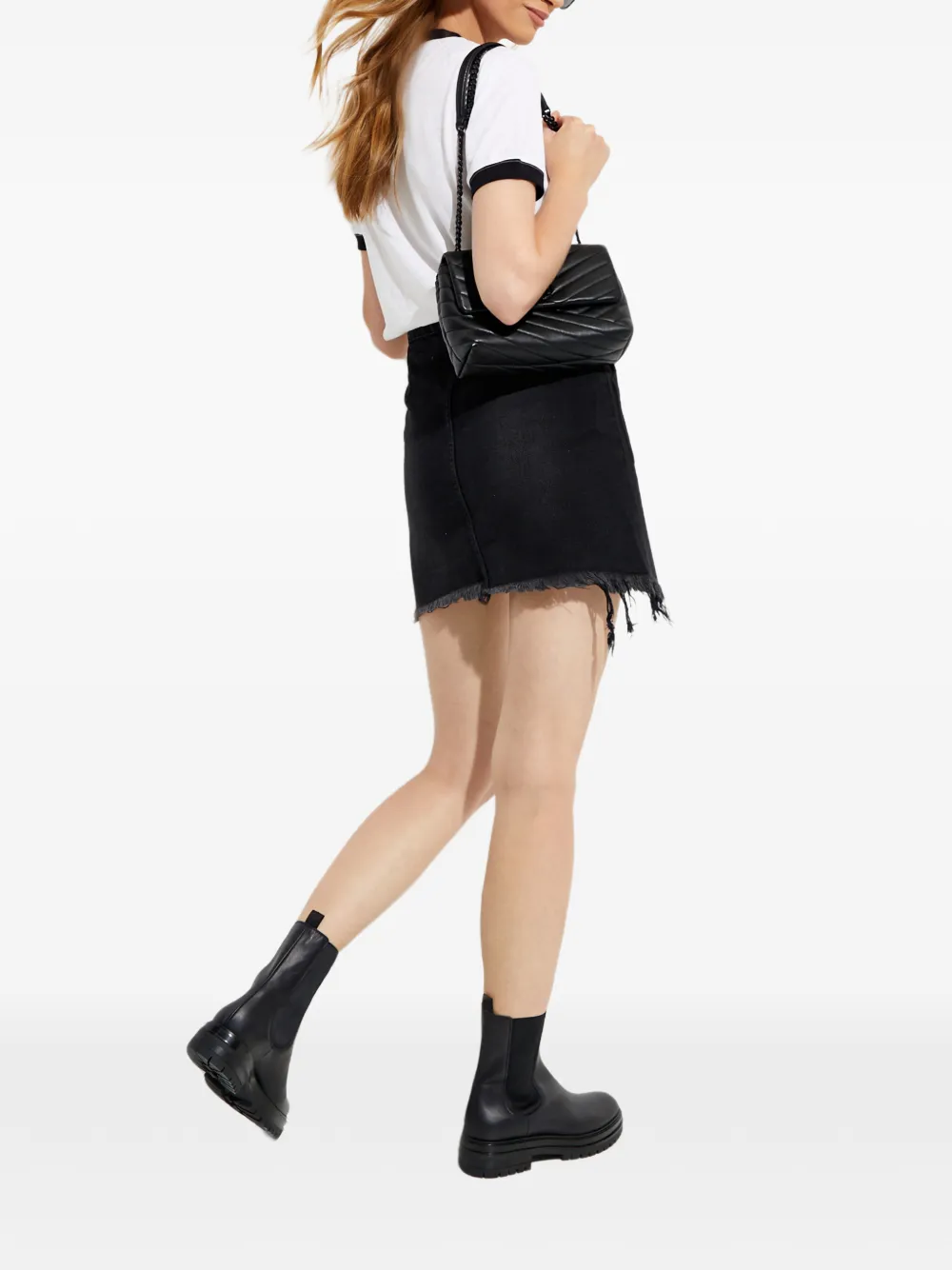  One Teaspoon Zip Frayed Mini Skirt - Black 