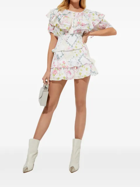 LoveShackFancy floral ruffled mini skirt