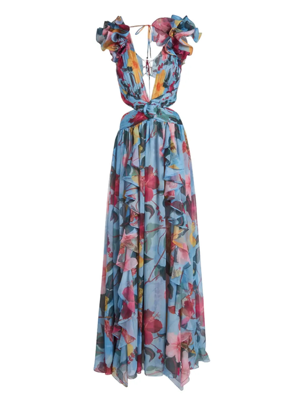 PatBO ruffled floral maxi dress - Blu