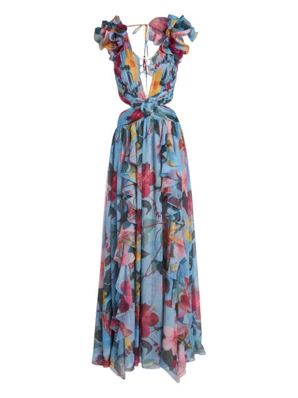 patbo blue dress PATBO, female, Maxi Dresses, Multicolor, Size: XL Patterned With Decorative Frills Unique Black Wedding Dresses balancing sophistication with elegance.VEL32862 Wedding Dresses For Over 40 Color:Red*
