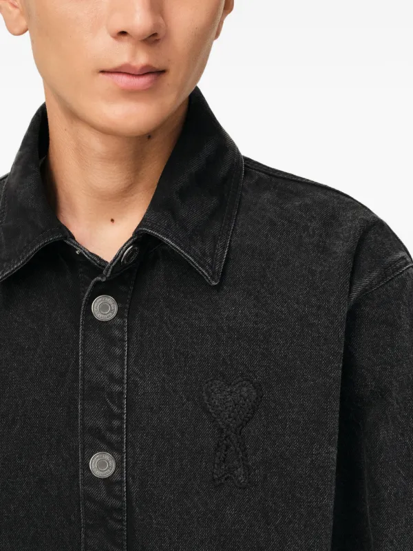 AMI Paris Ami De Coeur オーバーシャツ | ブラック | FARFETCH JP