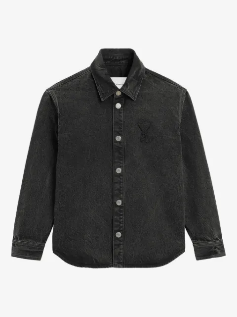 AMI Paris Overshirt with Knitted Ami de Coeur
