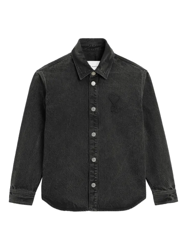 AMI Paris Ami De Coeur オーバーシャツ | ブラック | FARFETCH JP