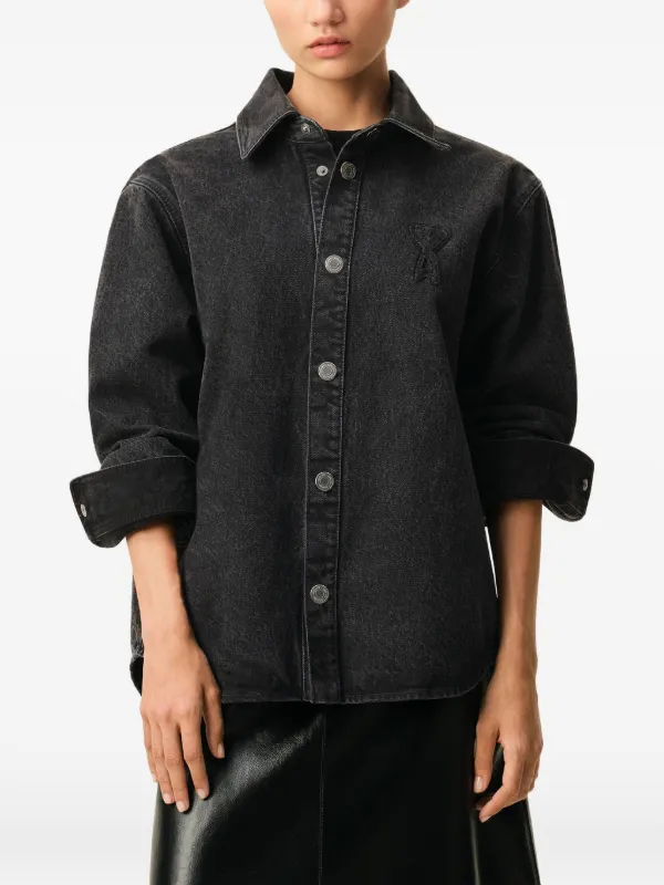 AMI Paris Ami De Coeur オーバーシャツ | ブラック | FARFETCH JP