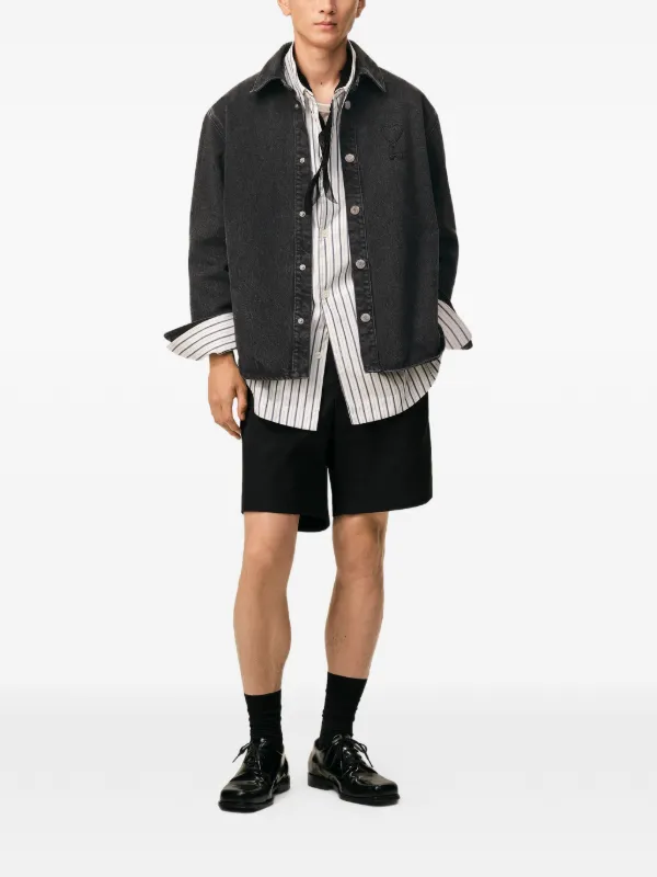 AMI Paris Ami De Coeur オーバーシャツ | ブラック | FARFETCH JP