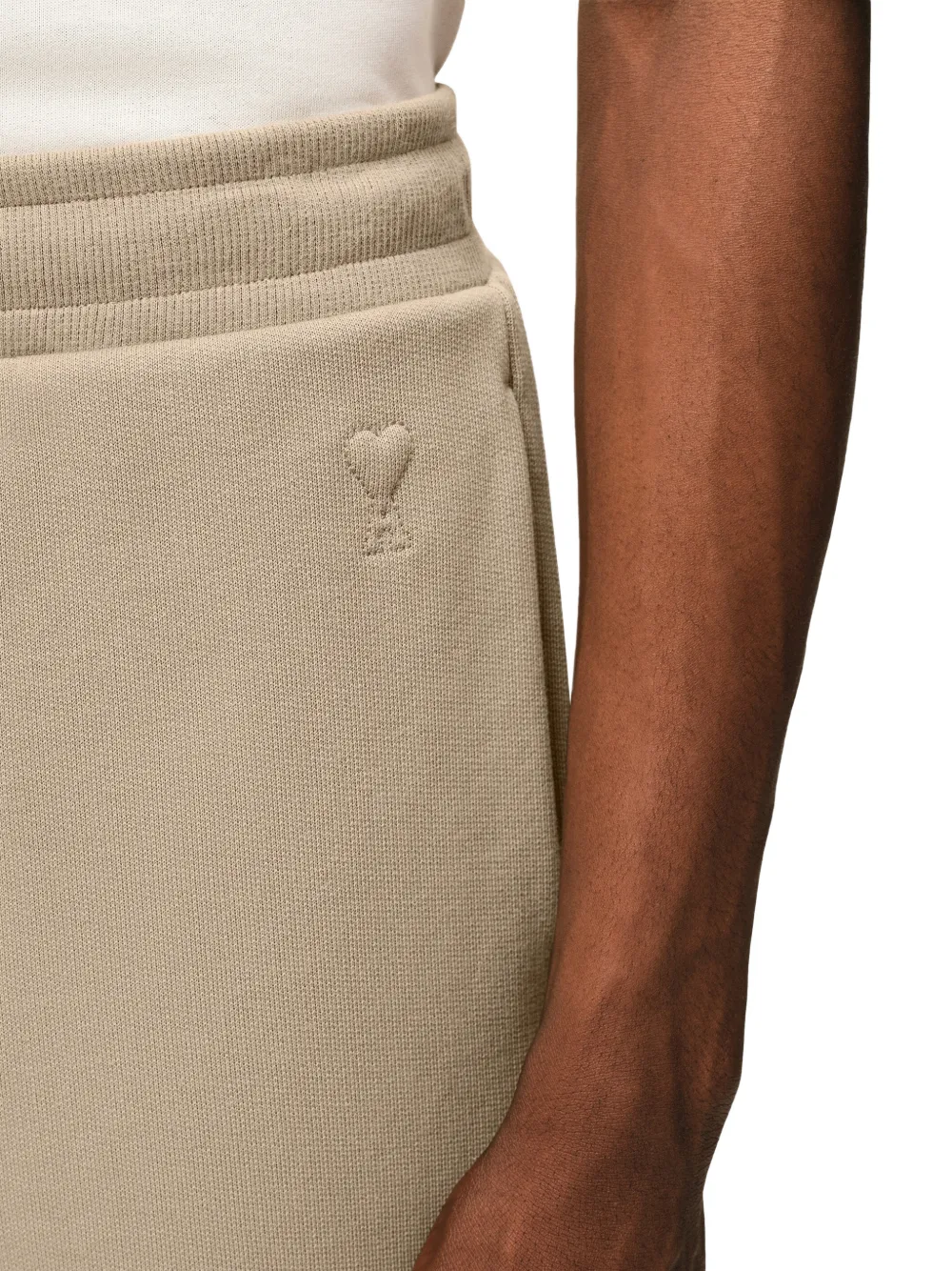 AMI Paris Ami de Coeur katoenen fleece shorts Beige