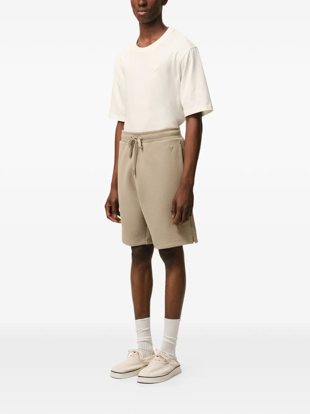  Ami Paris Ami De Coeur Drawstring Short - Neutrals 