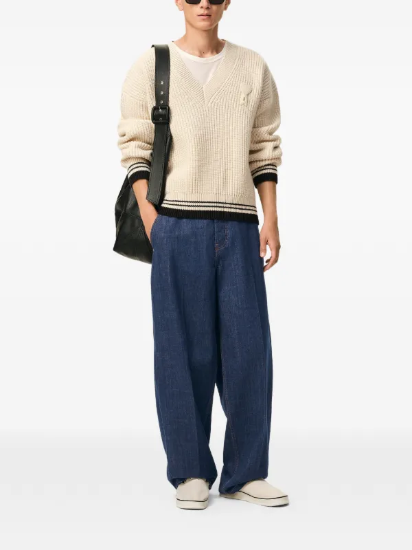 完売済 26SS Ami Paris コットン バルーンフィット ジーンズ　27 AMI Paris Cotton Balloon Fit Jeans | Blue | FARFETCH JO