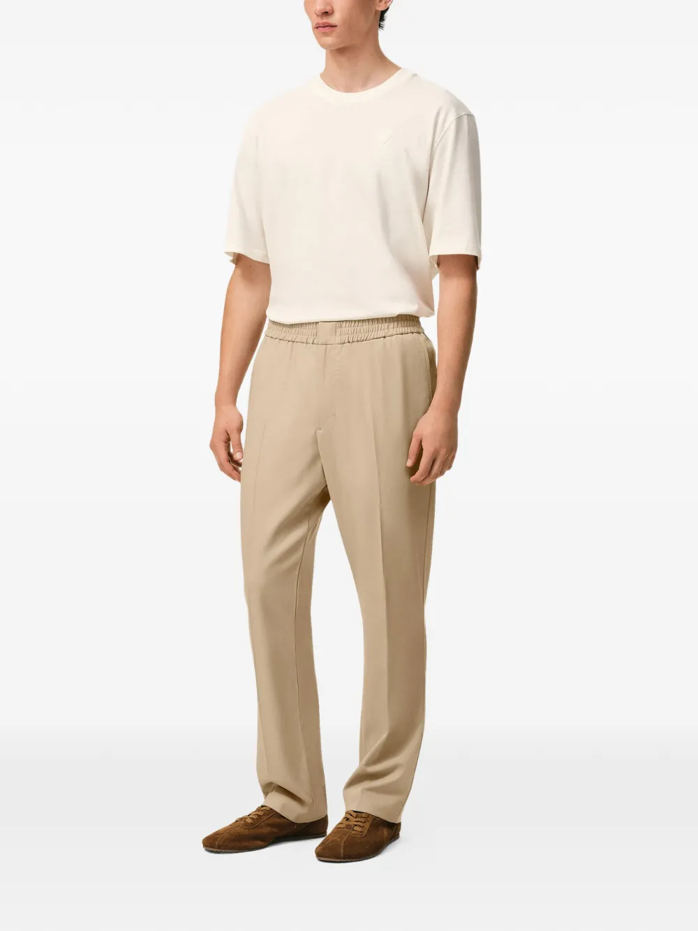 AMI Paris Broek met elastische taille Beige