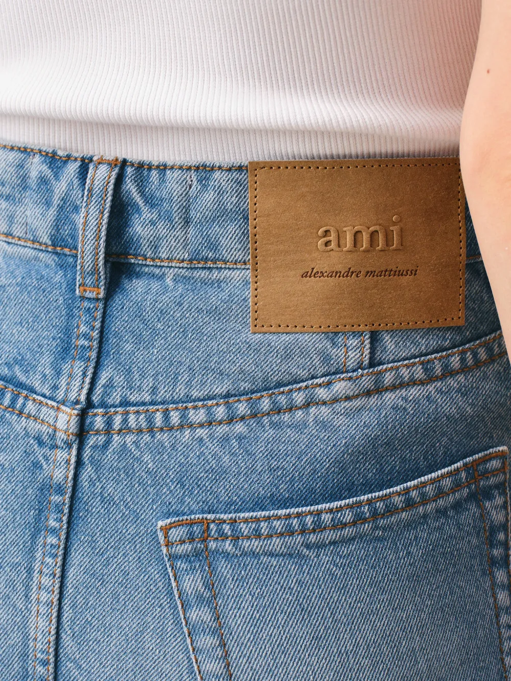 AMI Paris Gestreepte denim mini-rok Blauw