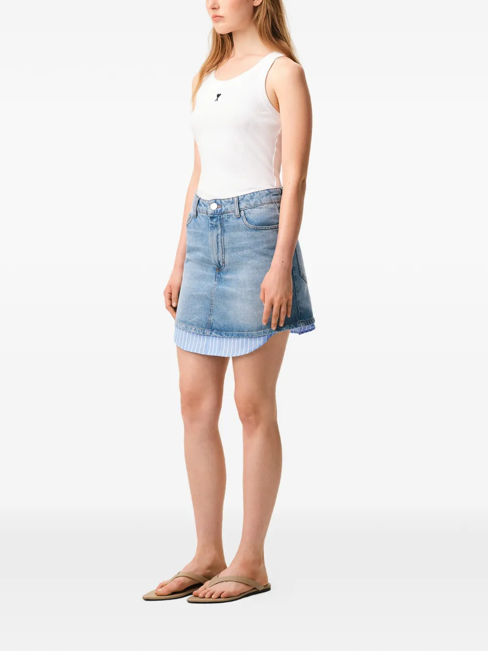 AMI Paris Gestreepte denim mini-rok Blauw