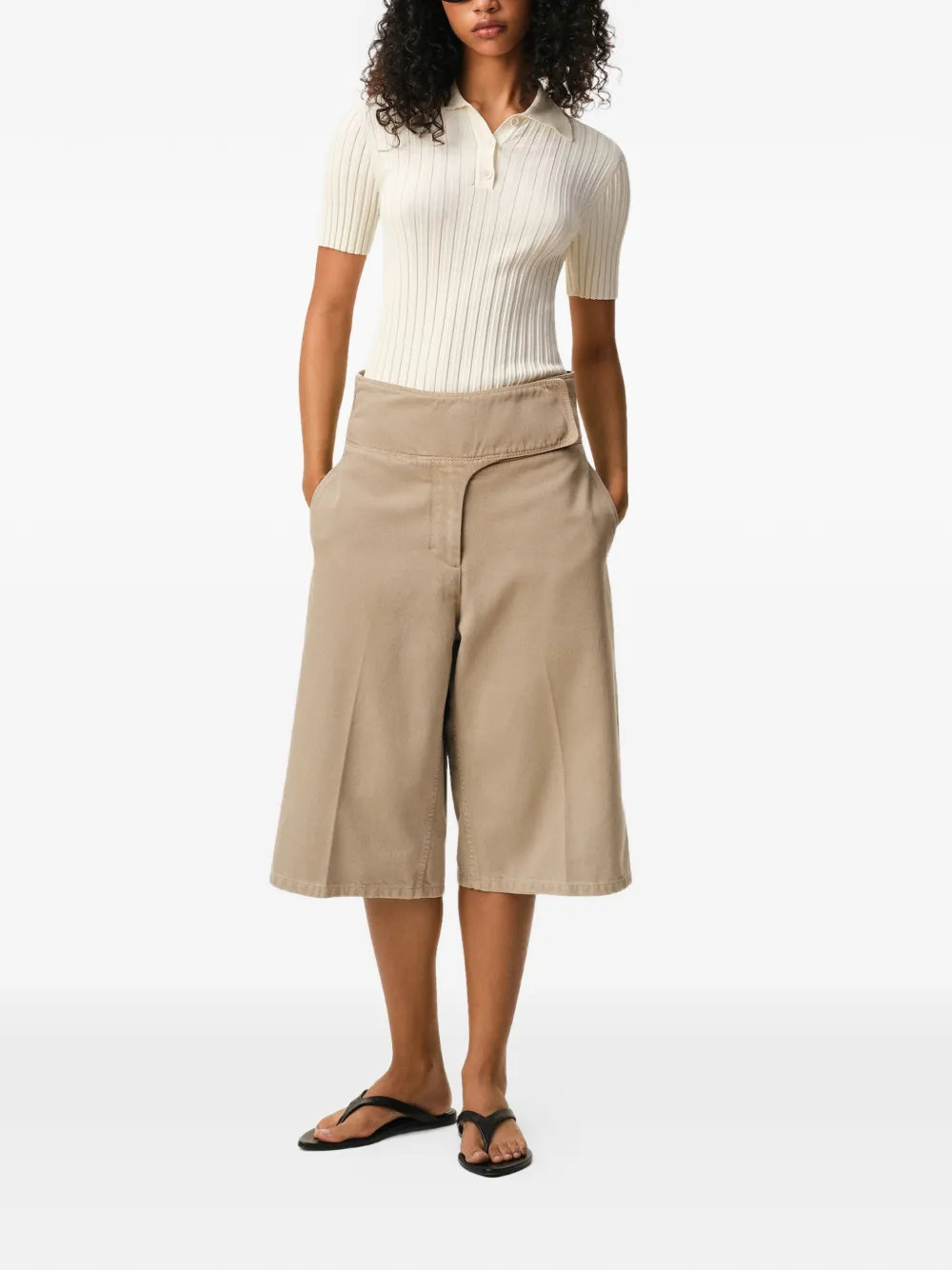  Ami Paris Wrapped Bermuda Shorts - Neutrals 