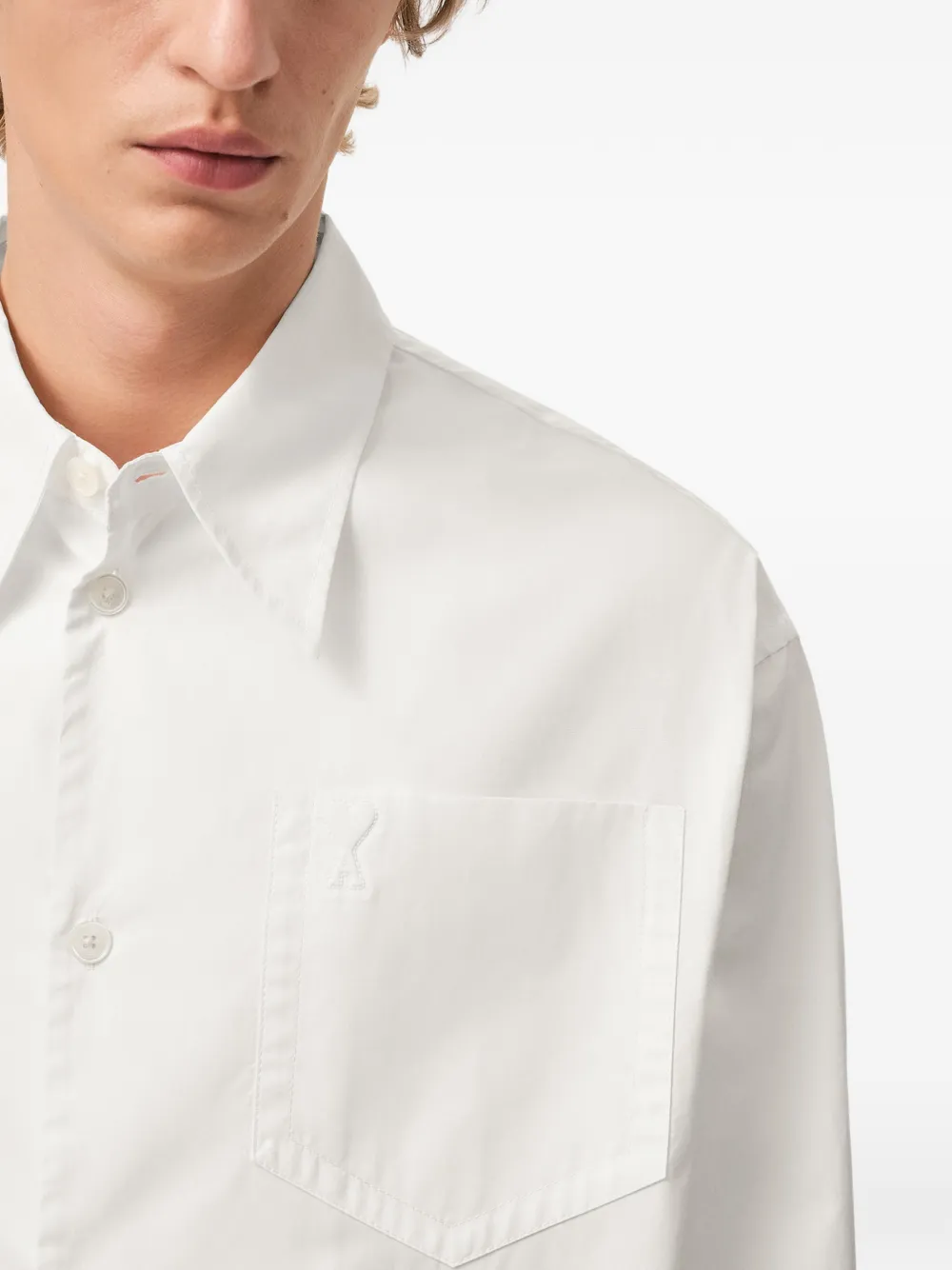 AMI Paris Ami De Coeur ruimvallend shirt met zak Wit