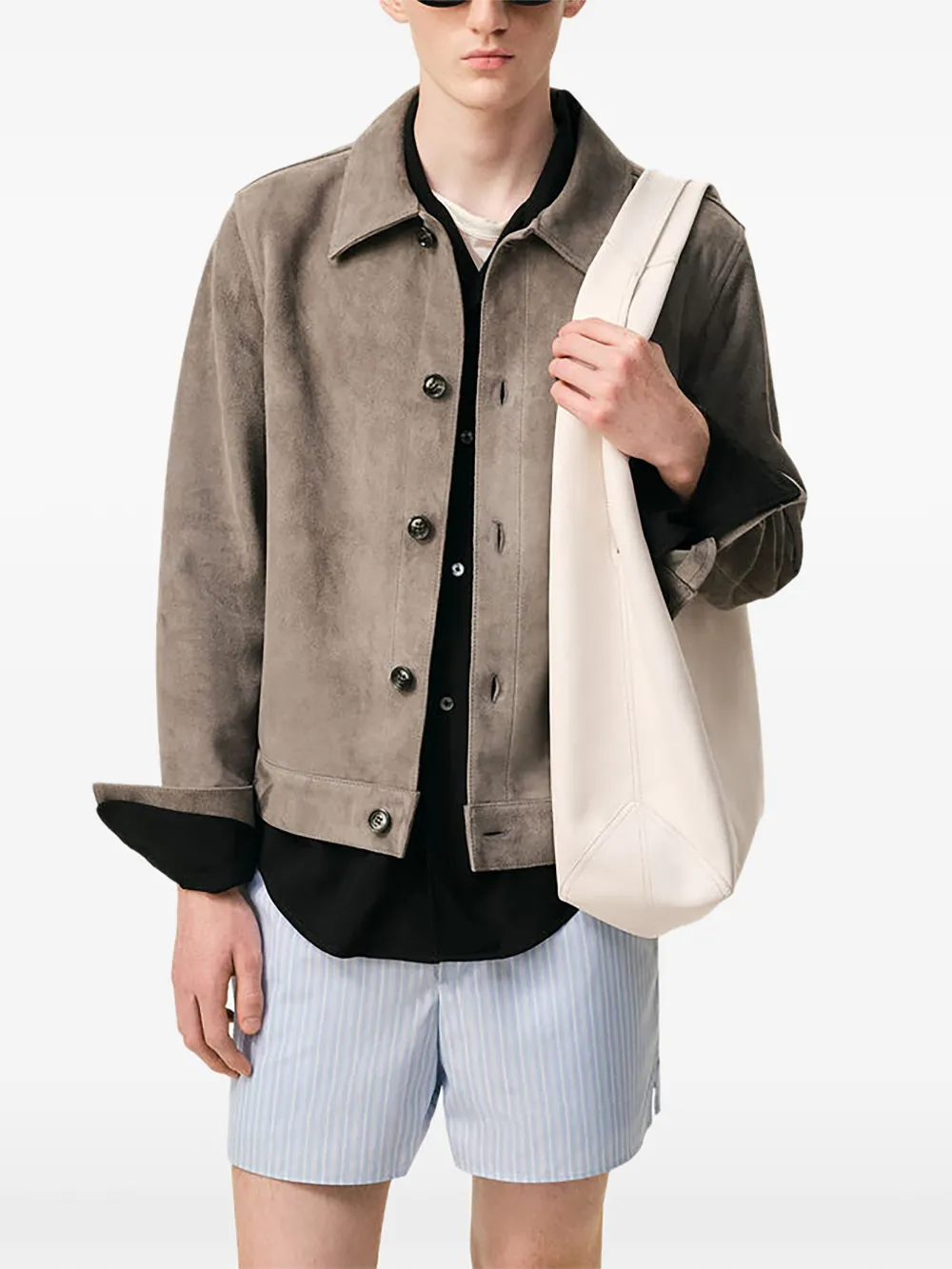 AMI Paris Etienne leren schoudertas Wit