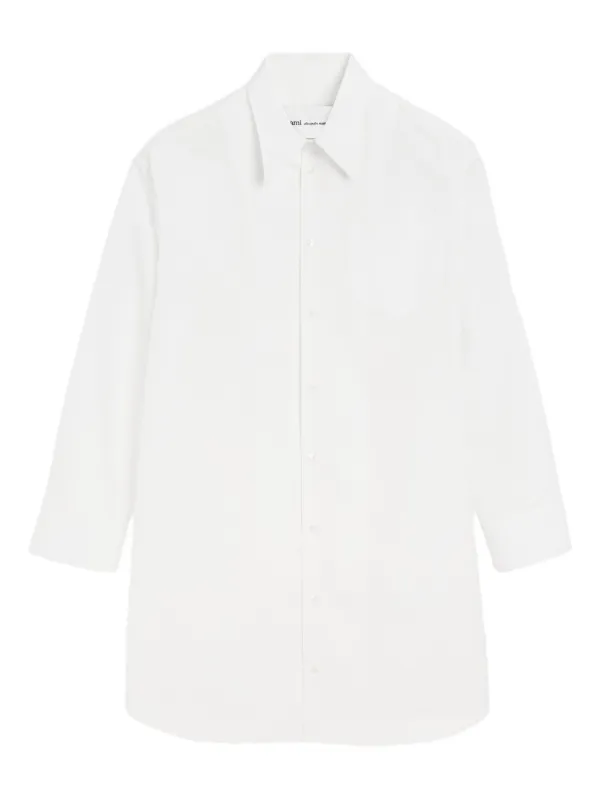 Ami Paris Cotton Ami De Coeur Wide Shirt Dress in White