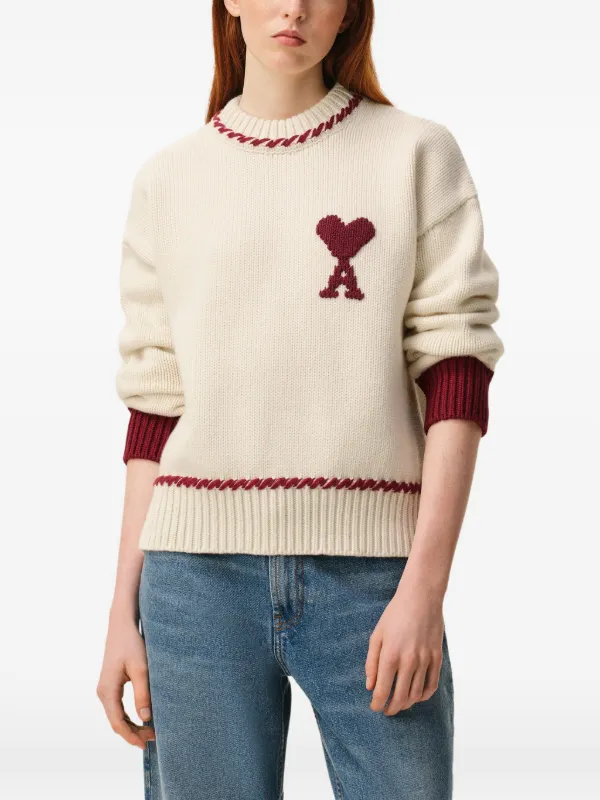 ami paris ami de coeur ニットポロ　セーター AMI Paris Ami De Coeur セーター | ニュートラル | FARFETCH JP