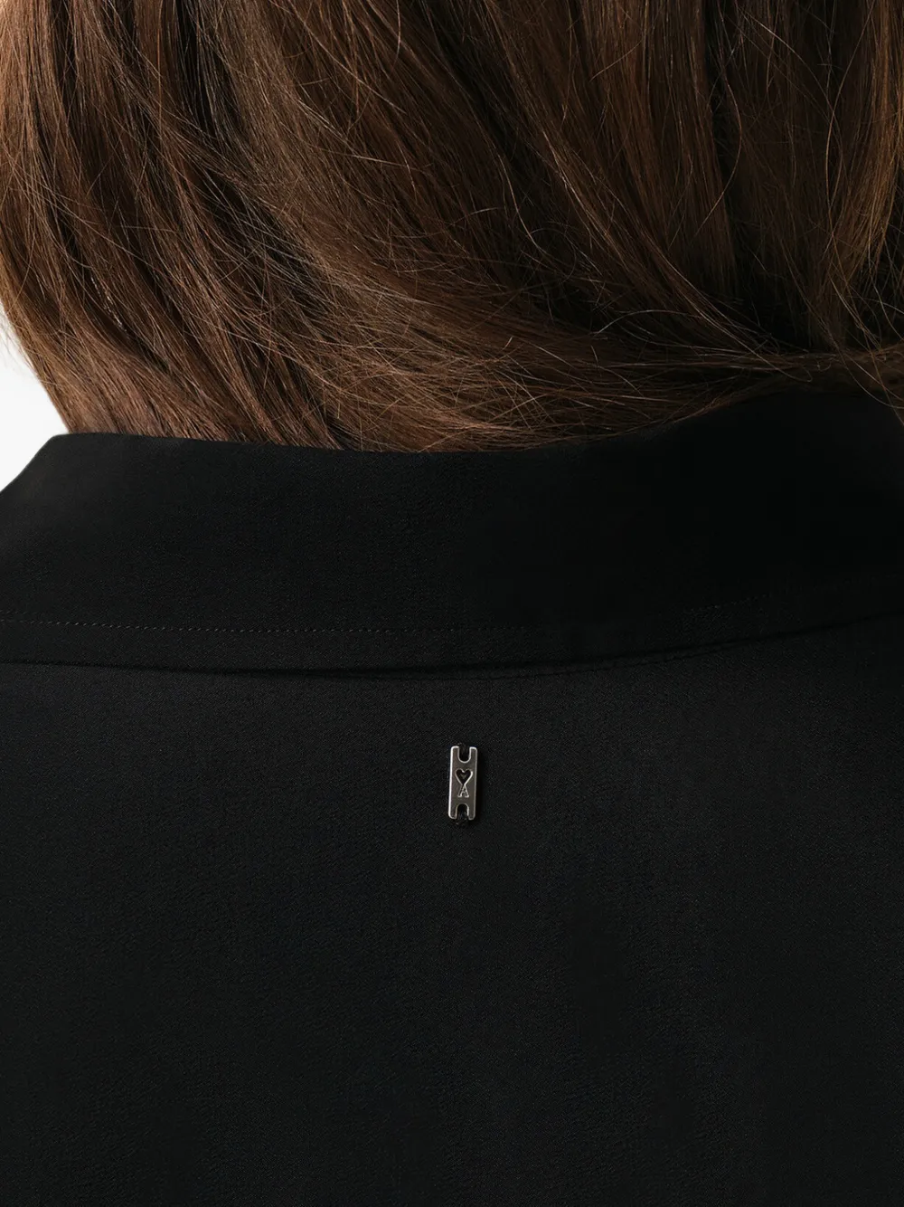 AMI Paris Crêpe blouse met scherpe kraag Zwart