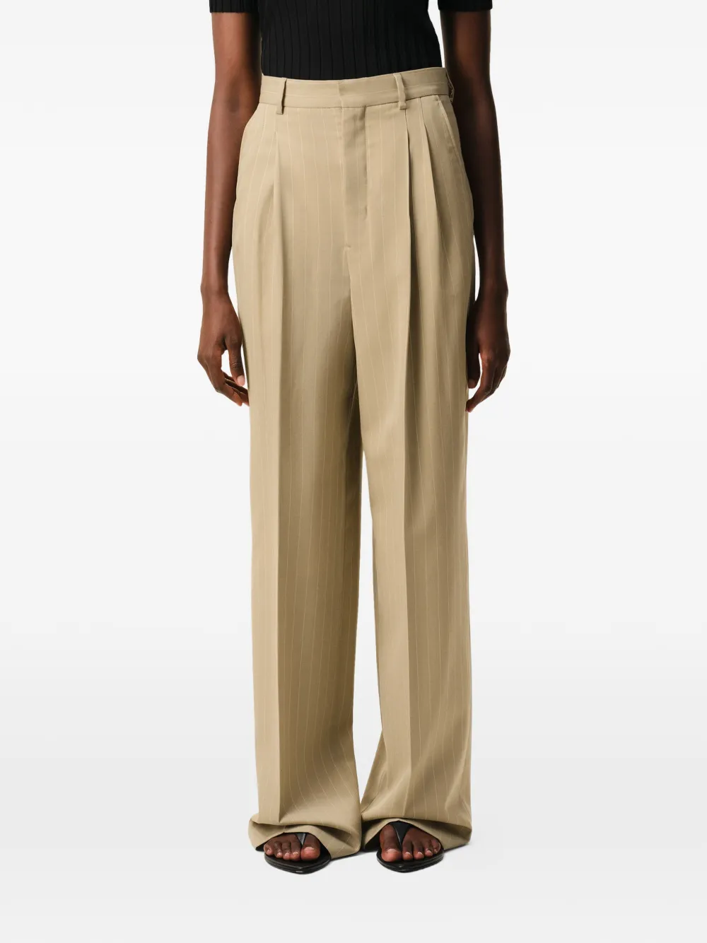 AMI Paris High waist broek Beige