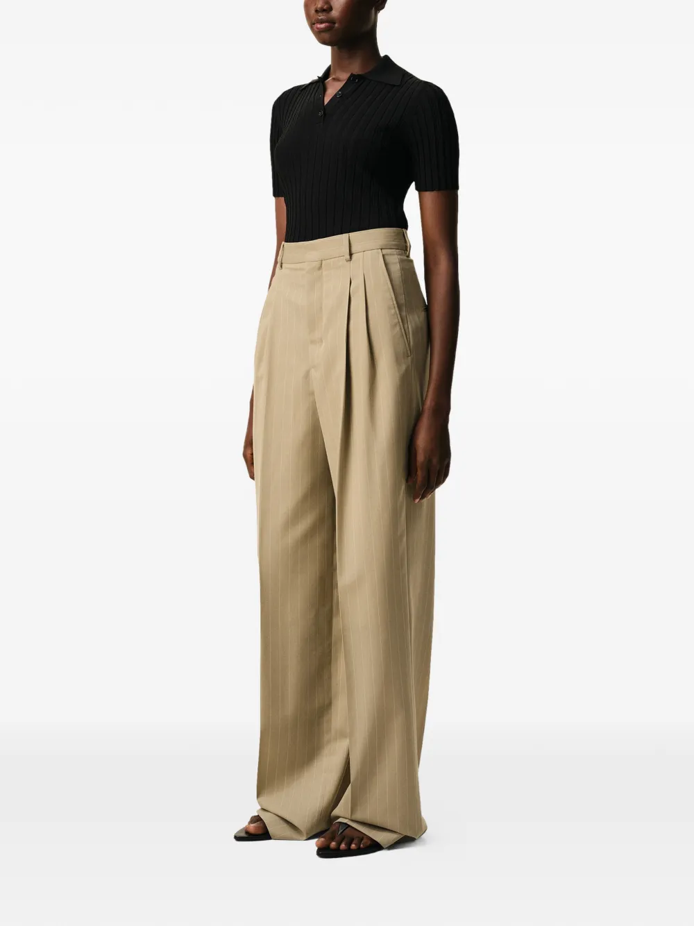 AMI Paris High waist broek Beige