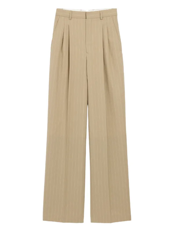 Ami Paris New Wool High Waist Wide Trousers in Neutrals