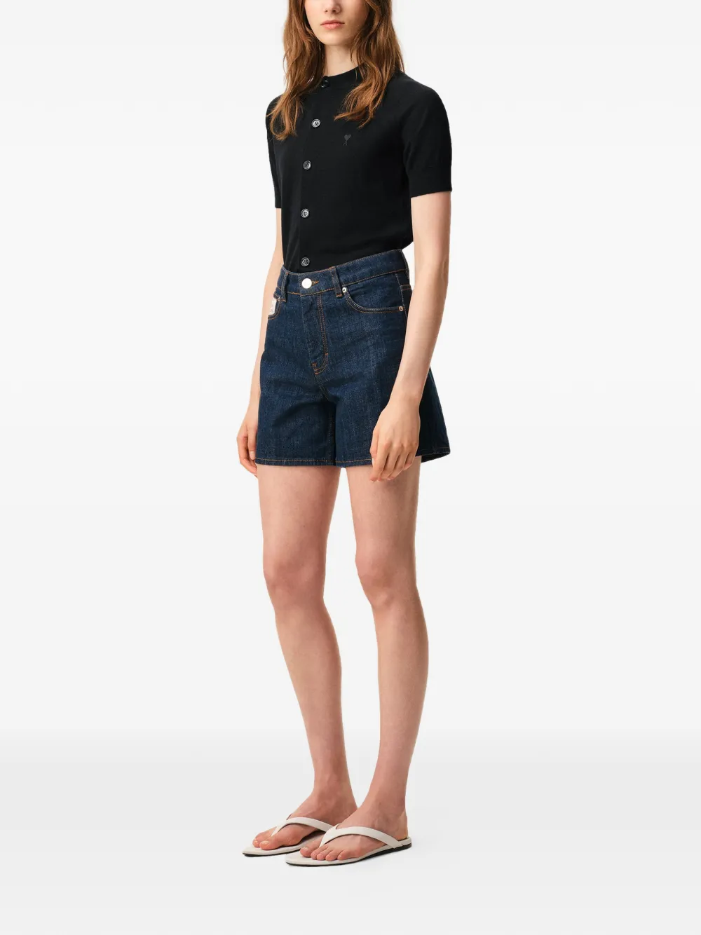 AMI Paris Ami De Coeur vest met korte mouwen Zwart