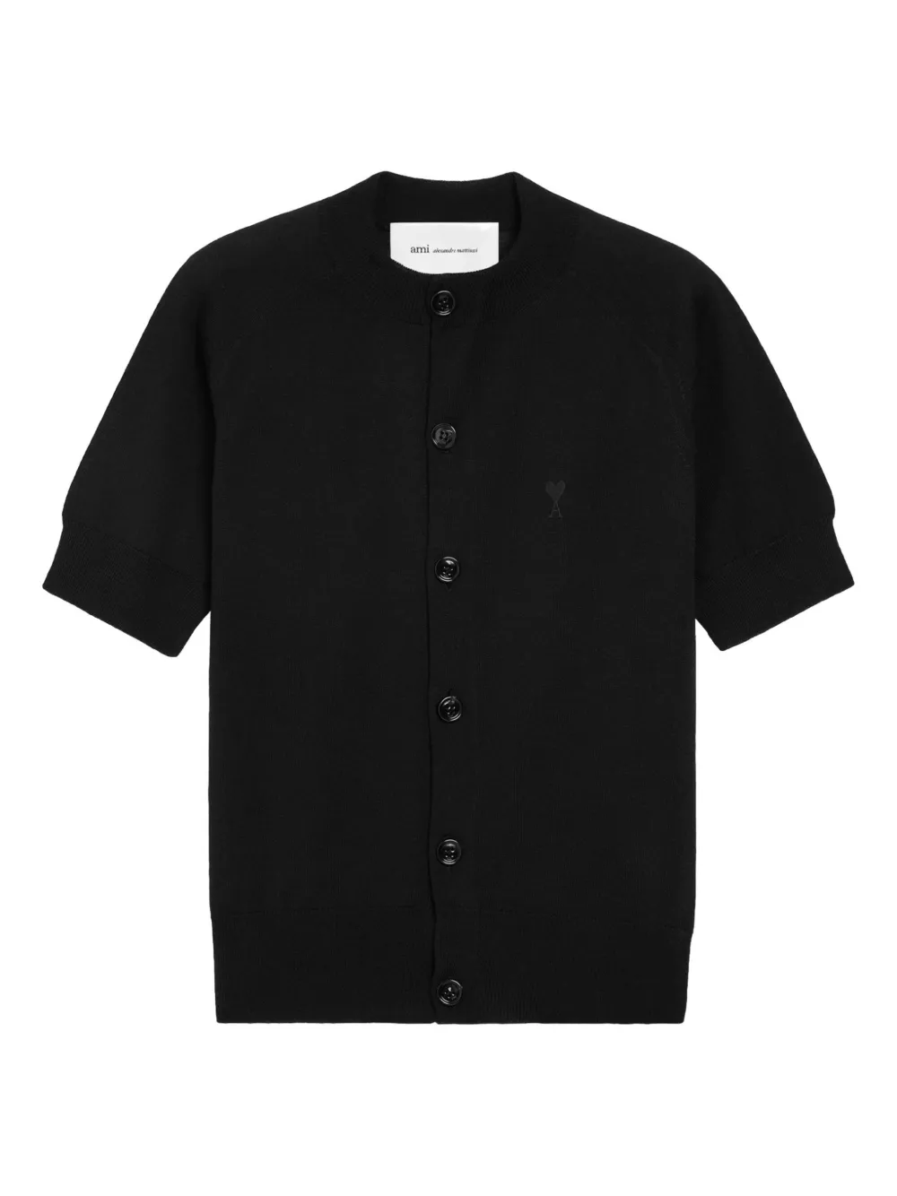 AMI Paris Cardigan a maniche corte con logo - Nero