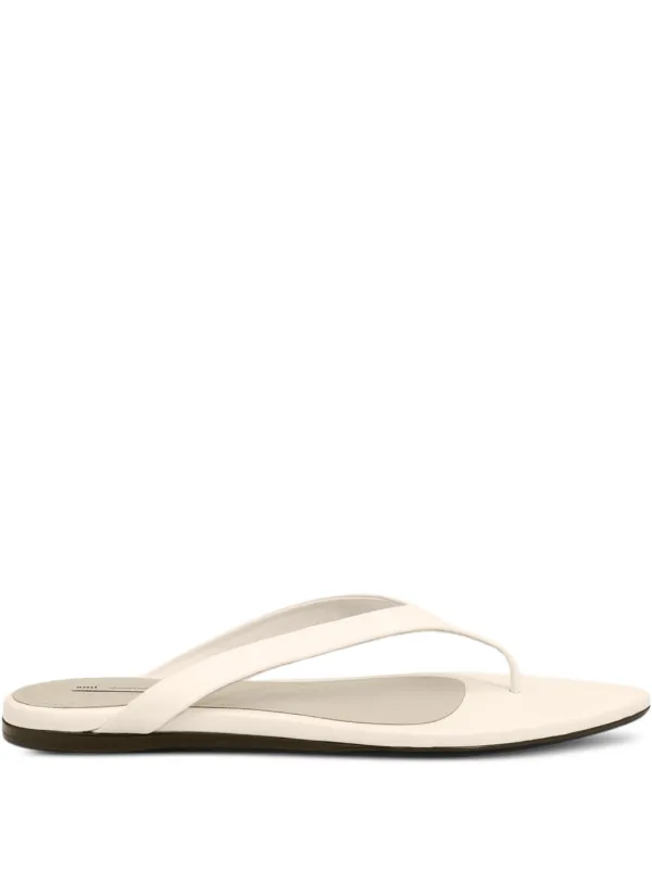 Ami Paris Lamb Leather Pointed Toe Flip Flops in Neutrals