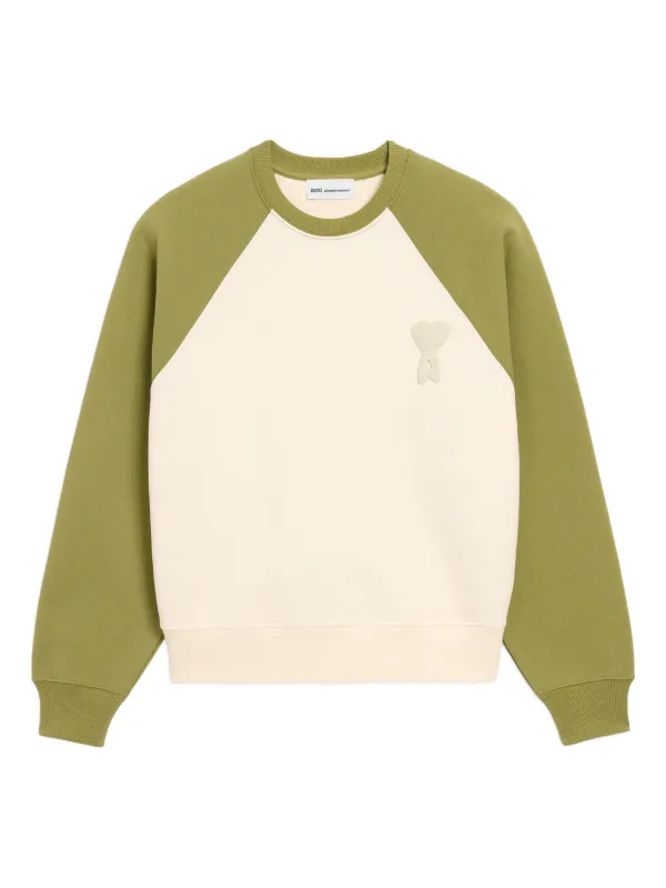 Ami Paris Ami De Coeur Two-tone Crochet Sweater in Neutrals