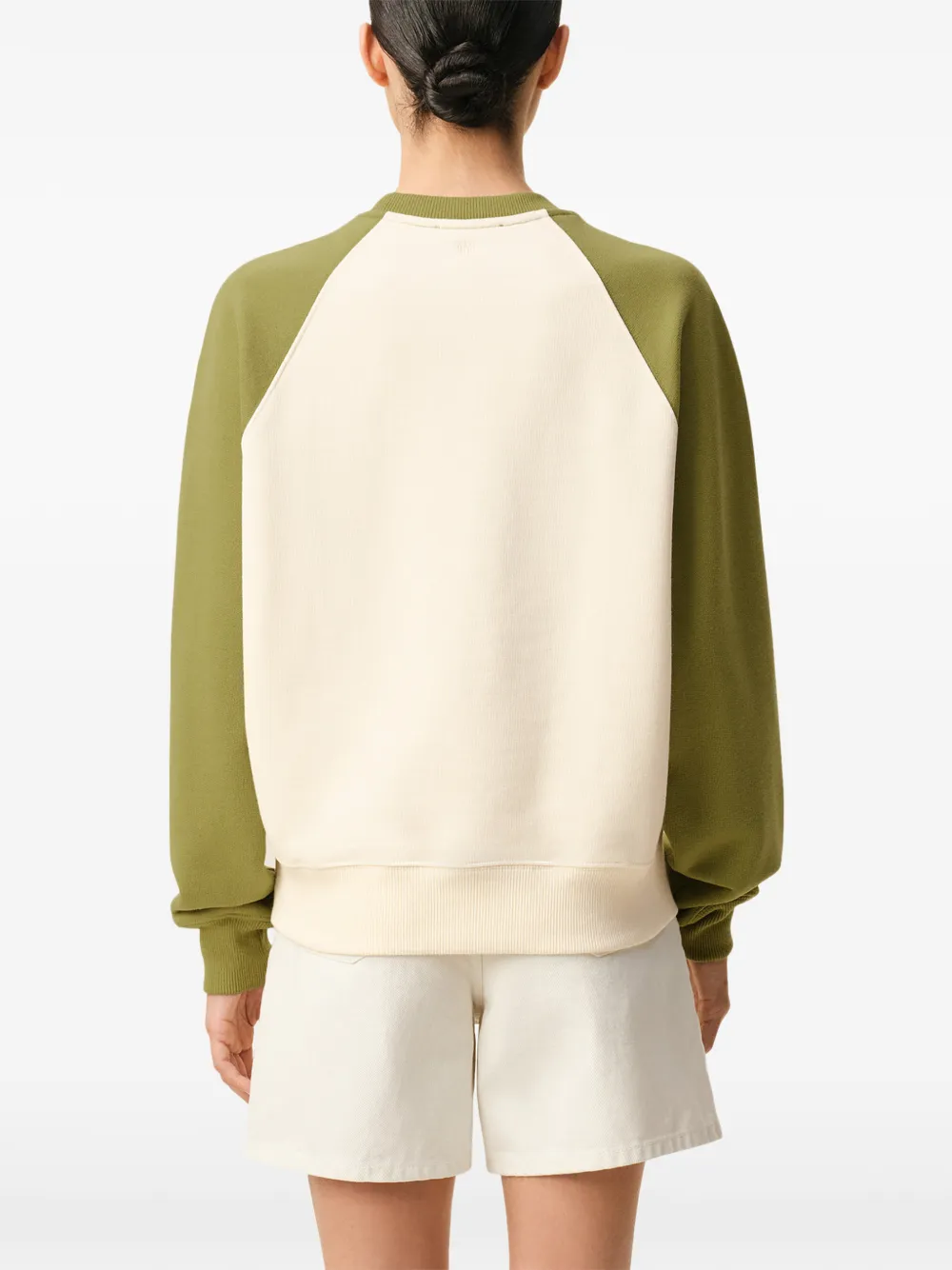 AMI Paris Ami De Coeur tweekleurige gehaakte sweater Beige