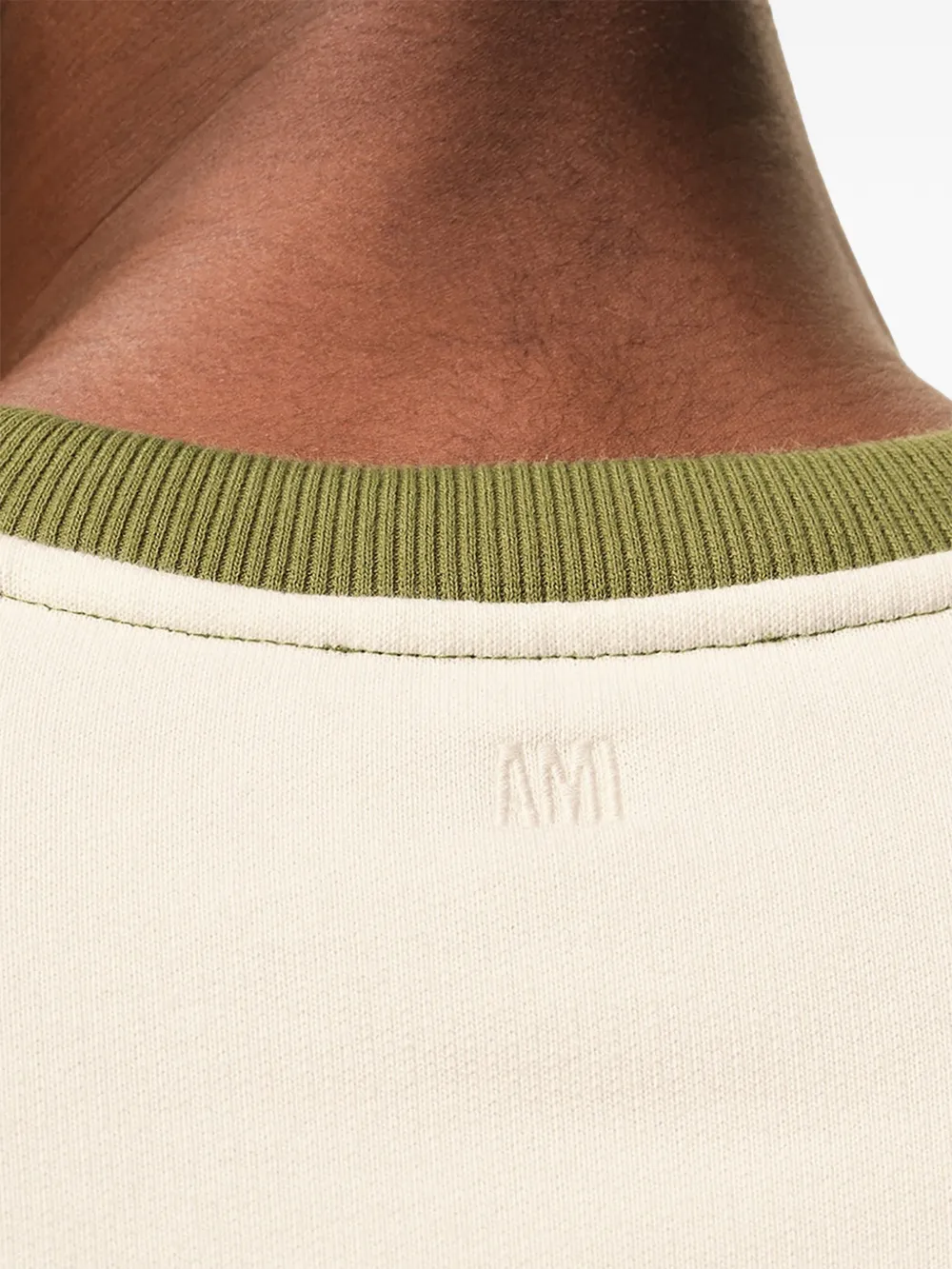 AMI Paris Ami De Coeur tweekleurige gehaakte sweater Beige