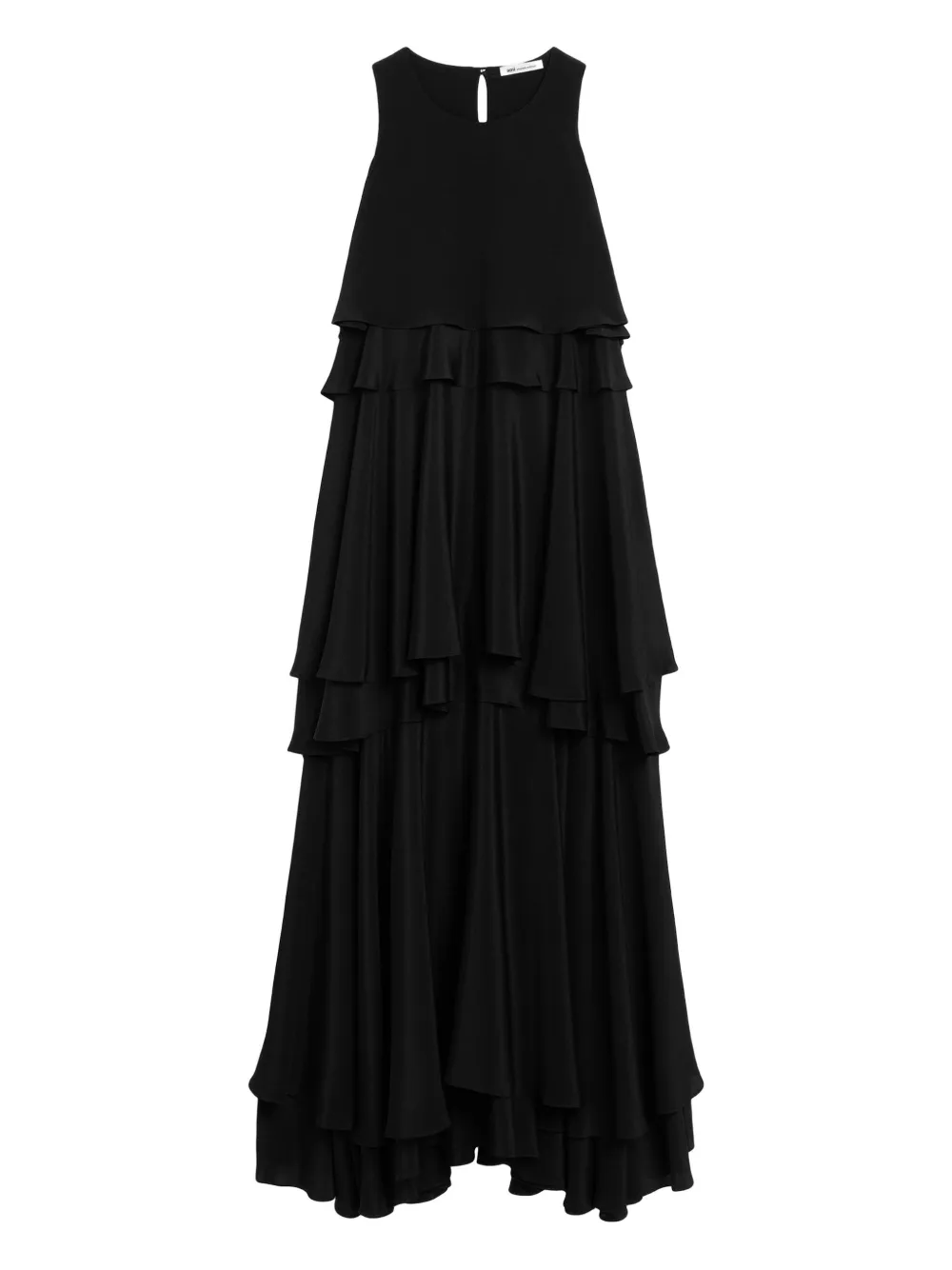 AMI Paris ruffled sleeveless midi dress - Black