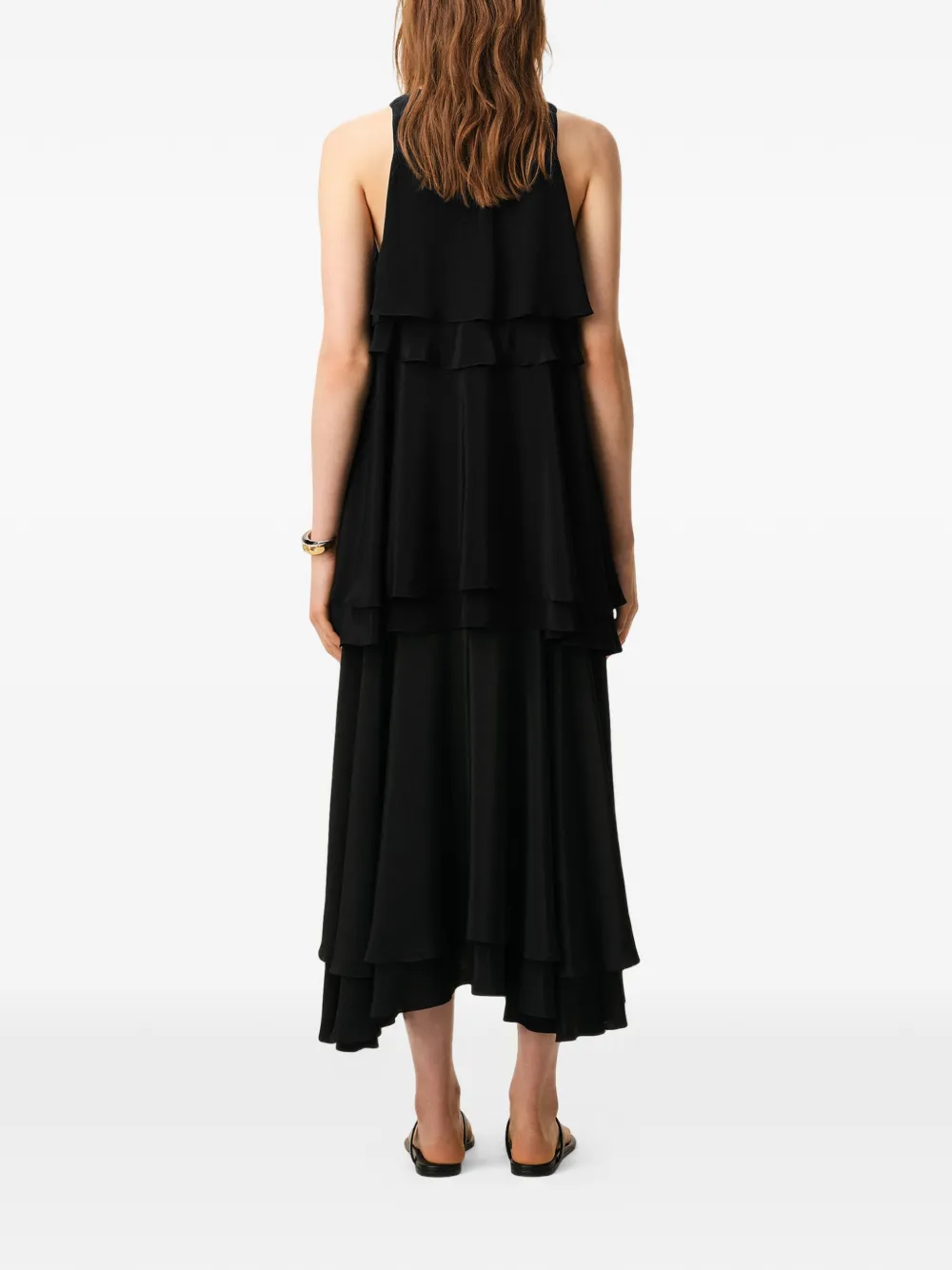 AMI Paris Midi-jurk met ruches Zwart