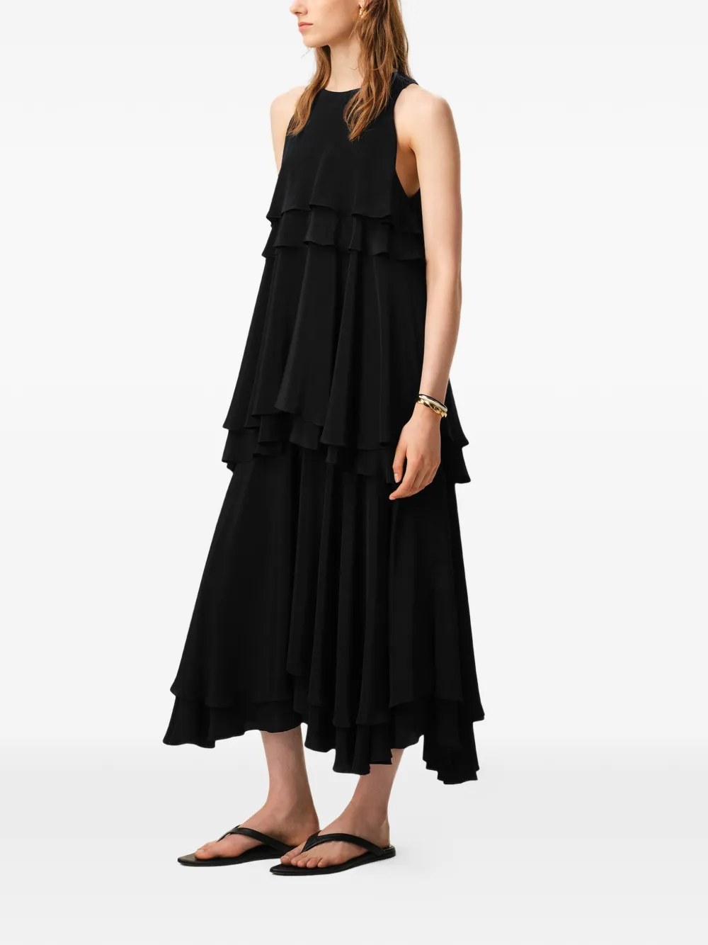 AMI Paris Midi-jurk met ruches Zwart
