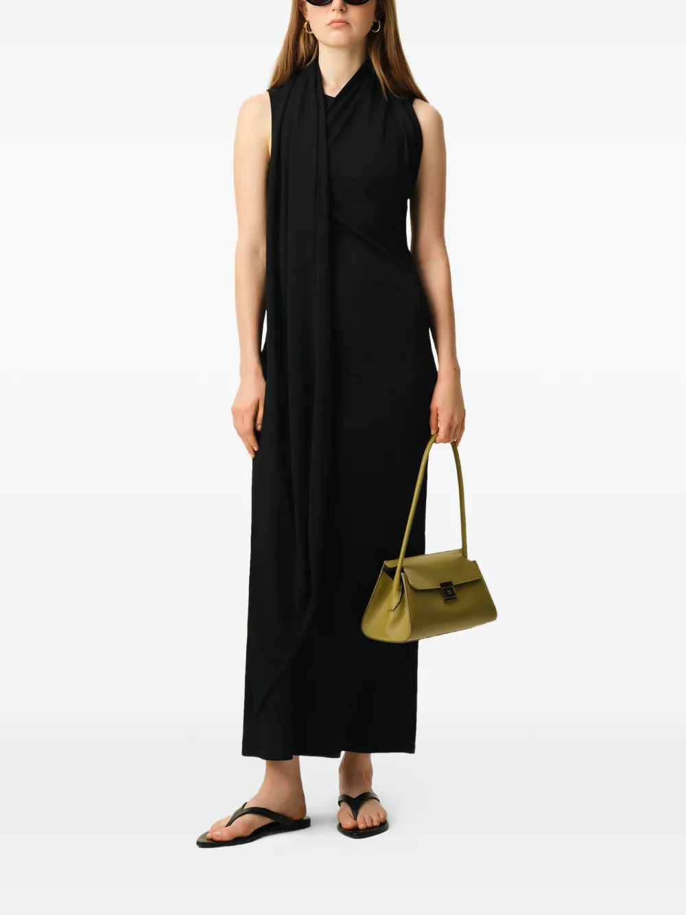 AMI Paris sleeveless lavaliere maxi dress - Zwart