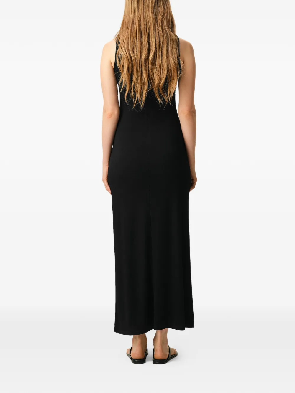 AMI Paris Lavaliere mouwloze maxi-jurk Zwart