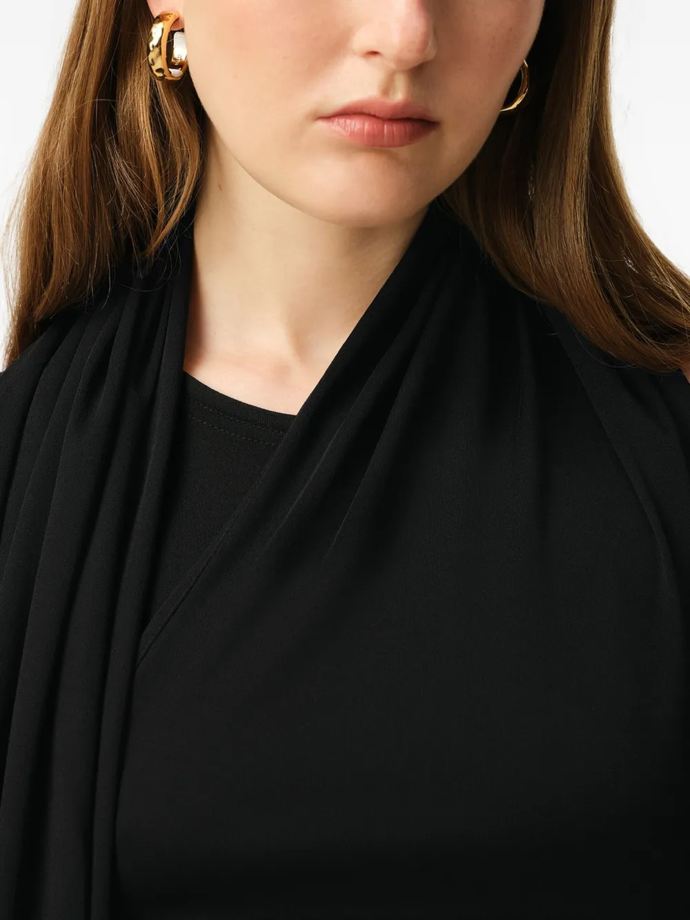 AMI Paris Lavaliere mouwloze maxi-jurk Zwart