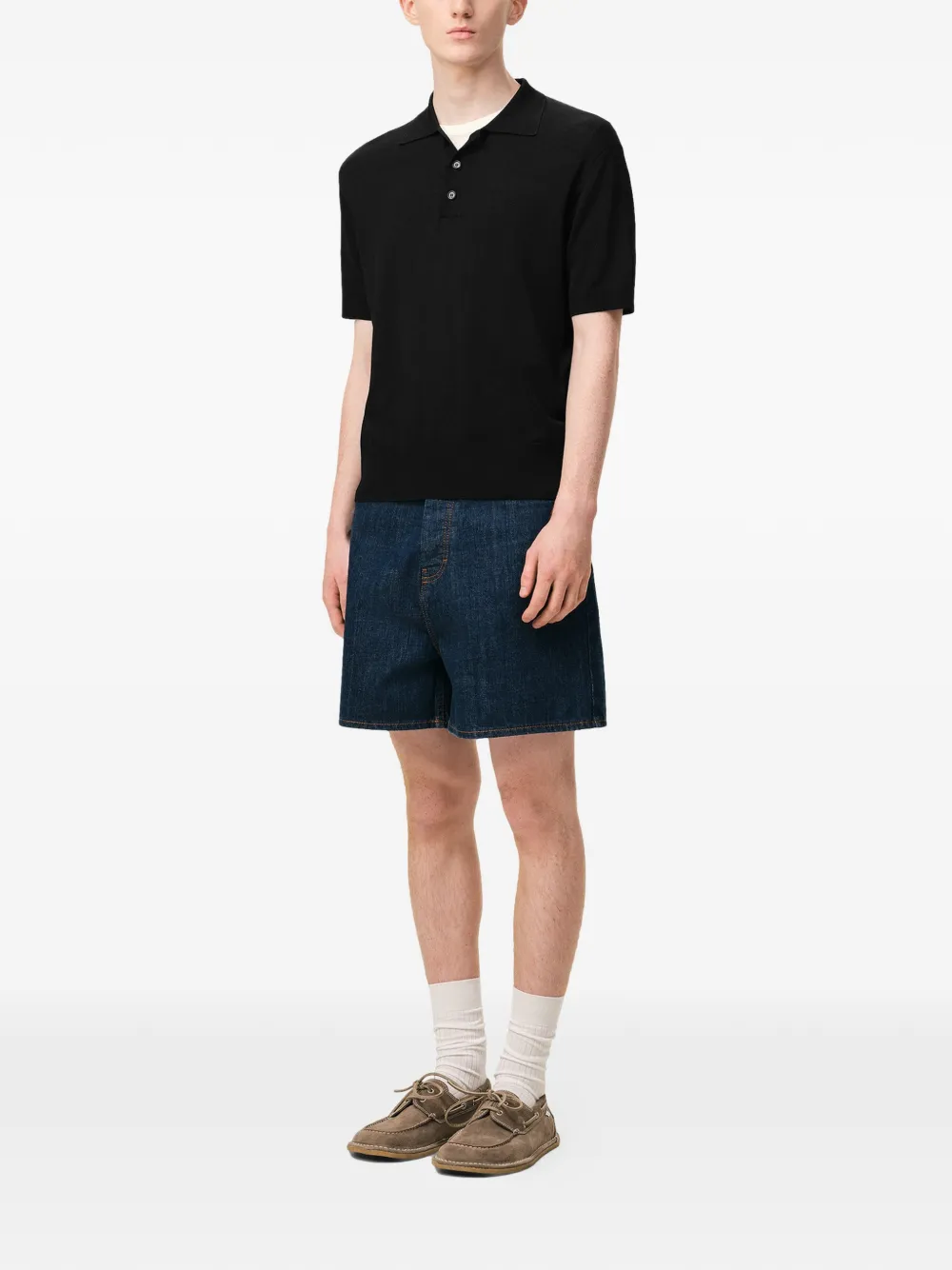 AMI Paris Gebreid poloshirt Zwart