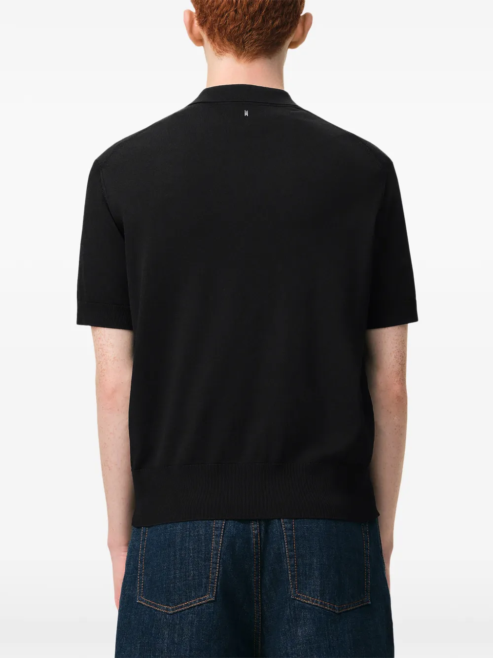 AMI Paris Gebreid poloshirt Zwart