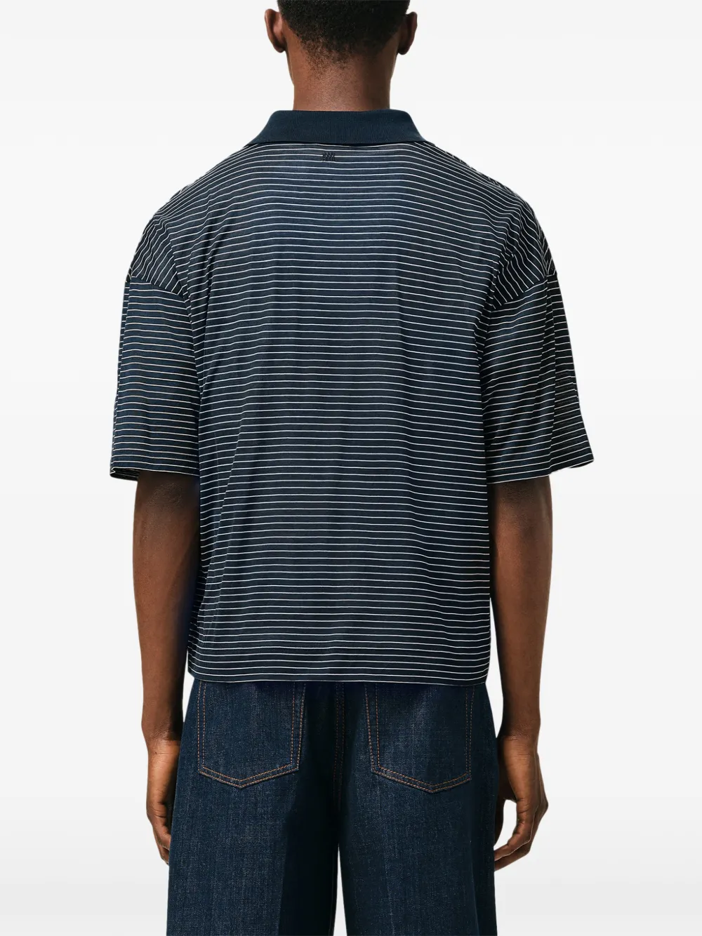 AMI Paris Ami De Coeur gestreept poloshirt met knopen Blauw