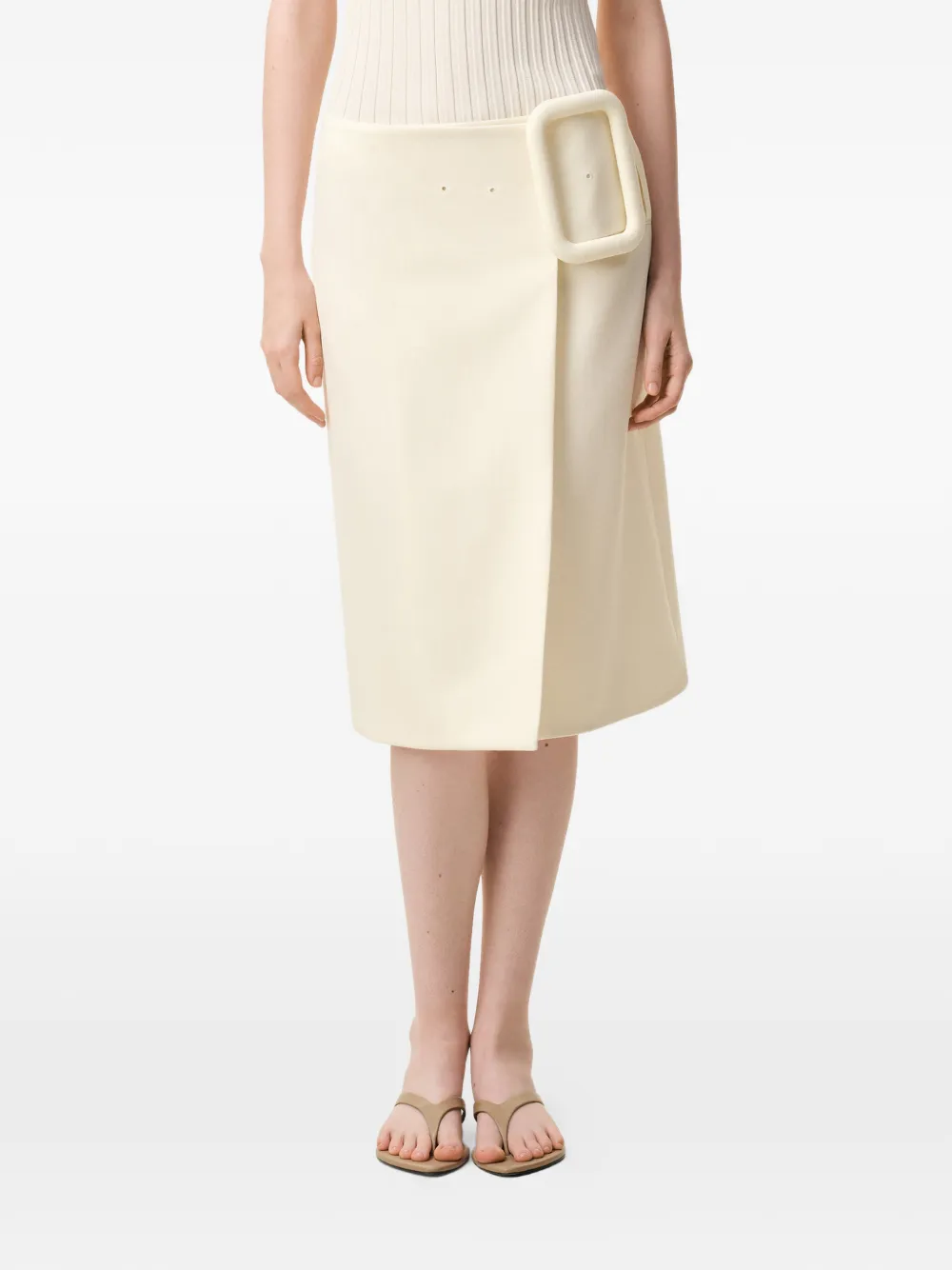  Ami Paris Buckle Belted Midi Skirt - Neutrals 