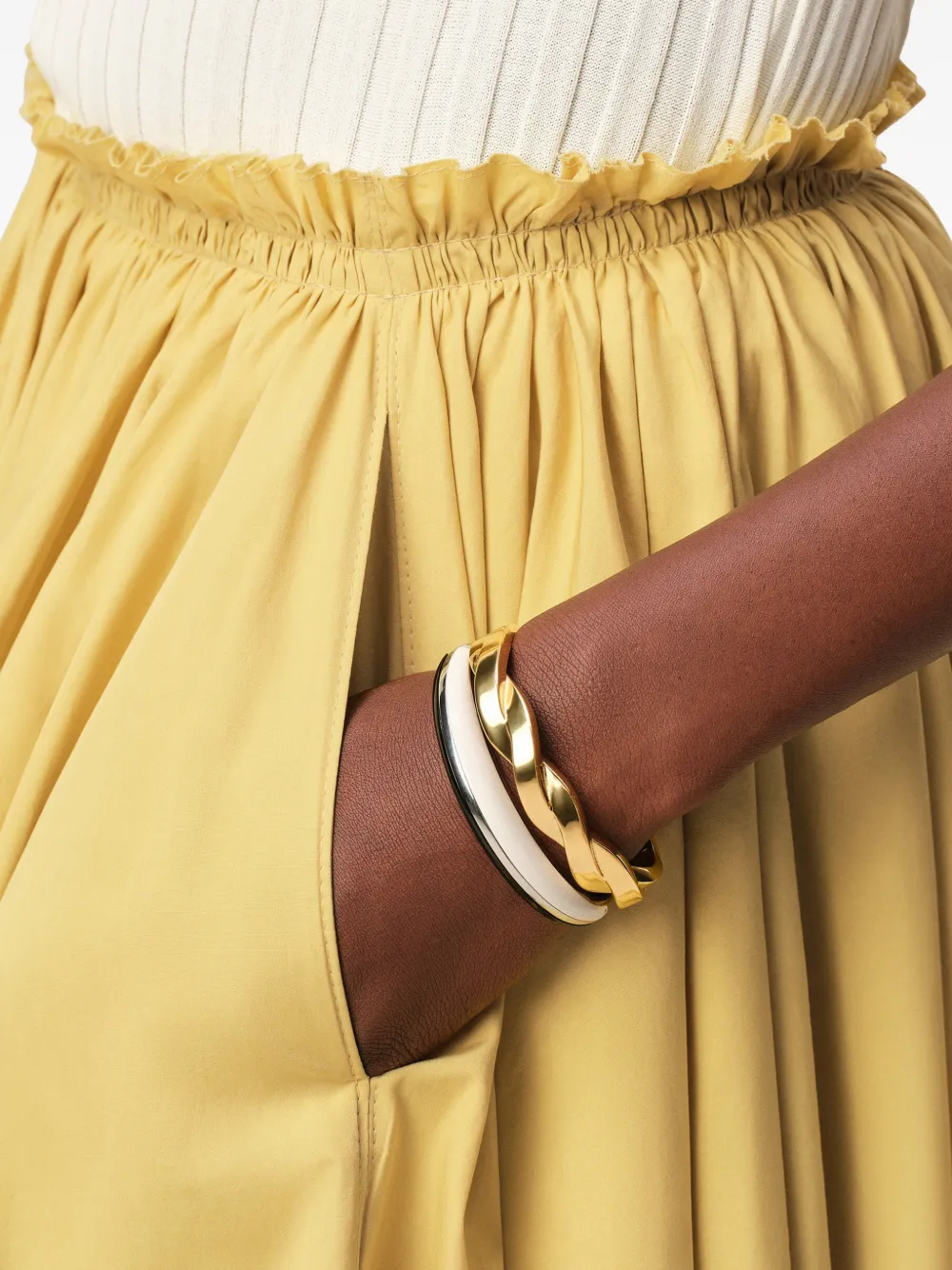 AMI Paris Midi-rok met ruches Beige